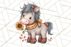 Tartan Scarf Fall Animals Clipart PNG, Cute Autumn Animals Product Image 4