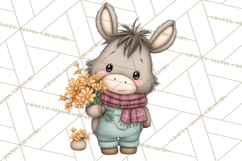 Tartan Scarf Fall Animals Clipart PNG, Cute Autumn Animals Product Image 5