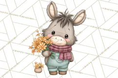 Tartan Scarf Fall Animals Clipart PNG, Cute Autumn Animals Product Image 5