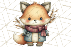 Tartan Scarf Fall Animals Clipart PNG, Cute Autumn Animals Product Image 3