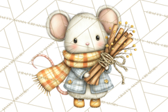 Tartan Scarf Fall Animals Clipart PNG, Cute Autumn Animals Product Image 2