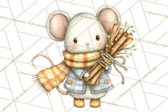 Tartan Scarf Fall Animals Clipart PNG, Cute Autumn Animals Product Image 2