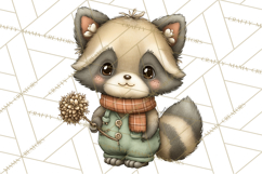 Tartan Scarf Fall Animals Clipart PNG, Cute Autumn Animals Product Image 4