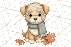Tartan Scarf Fall Animals Clipart PNG, Cute Autumn Animals Product Image 5