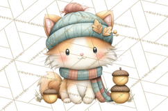 Tartan Scarf Fall Animals Clipart PNG, Cute Autumn Animals Product Image 3