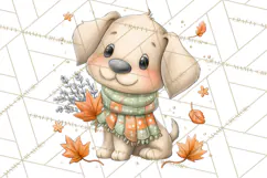 Tartan Scarf Fall Animals Clipart PNG, Cute Autumn Animals Product Image 4