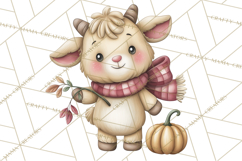 Tartan Scarf Fall Animals Clipart PNG, Cute Autumn Animals Product Image 3