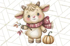 Tartan Scarf Fall Animals Clipart PNG, Cute Autumn Animals Product Image 3