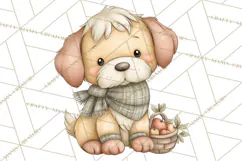 Tartan Scarf Fall Animals Clipart PNG, Cute Autumn Animals Product Image 5
