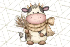 Tartan Scarf Fall Animals Clipart PNG, Cute Autumn Animals Product Image 3