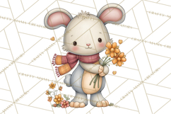 Tartan Scarf Fall Animals Clipart PNG, Cute Autumn Animals Product Image 3