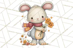 Tartan Scarf Fall Animals Clipart PNG, Cute Autumn Animals Product Image 3