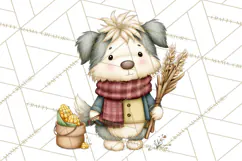 Tartan Scarf Fall Animals Clipart PNG, Cute Autumn Animals Product Image 4