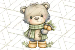 Tartan Scarf Fall Animals Clipart PNG, Cute Autumn Animals Product Image 2