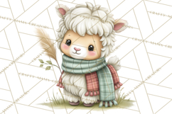 Tartan Scarf Fall Animals Clipart PNG, Cute Autumn Animals Product Image 3
