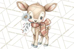 Tartan Scarf Fall Animals Clipart PNG, Cute Autumn Animals Product Image 4