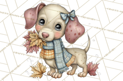 Tartan Scarf Fall Animals Clipart PNG, Cute Autumn Animals Product Image 5
