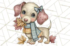 Tartan Scarf Fall Animals Clipart PNG, Cute Autumn Animals Product Image 5