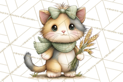 Tartan Scarf Fall Animals Clipart PNG, Cute Autumn Animals Product Image 3