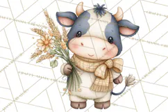 Tartan Scarf Fall Animals Clipart PNG, Cute Autumn Animals Product Image 4