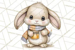 Tartan Scarf Fall Animals Clipart PNG, Cute Autumn Animals Product Image 4