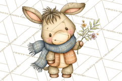 Tartan Scarf Fall Animals Clipart PNG, Cute Autumn Animals Product Image 5
