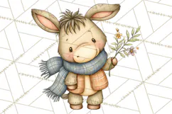 Tartan Scarf Fall Animals Clipart PNG, Cute Autumn Animals Product Image 5