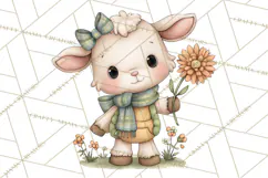 Tartan Scarf Fall Animals Clipart PNG, Cute Autumn Animals Product Image 2