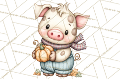 Tartan Scarf Fall Animals Clipart PNG, Cute Autumn Animals Product Image 4