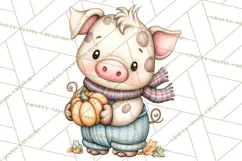 Tartan Scarf Fall Animals Clipart PNG, Cute Autumn Animals Product Image 4