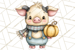 Tartan Scarf Fall Animals Clipart PNG, Cute Autumn Animals Product Image 5