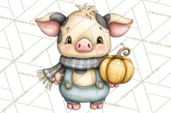 Tartan Scarf Fall Animals Clipart PNG, Cute Autumn Animals Product Image 5