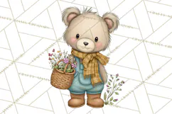 Tartan Scarf Fall Animals Clipart PNG, Cute Autumn Animals Product Image 2
