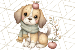 Tartan Scarf Fall Animals Clipart PNG, Cute Autumn Animals Product Image 3