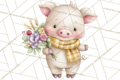Tartan Scarf Fall Animals Clipart PNG, Cute Autumn Animals Product Image 5