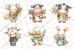 Tartan Scarf Fall Animals Clipart PNG, Cute Autumn Animals Product Image 8