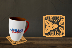 Christmas Coaster Cut files, Holly Jolly Coaster Product Image 1