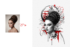 Abstract Mixed Media Portrait Illustration Art Photo Effect Product Image 3