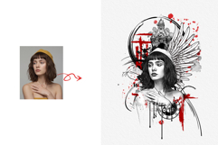 Abstract Mixed Media Portrait Illustration Art Photo Effect Product Image 4