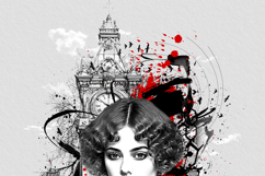 Trash Polka Style Woman and Clock Tower Graphic Art Design Product Image 11