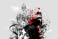 Trash Polka Style Woman and Clock Tower Graphic Art Design Product Image 7