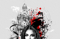 Trash Polka Style Woman and Clock Tower Graphic Art Design Product Image 8