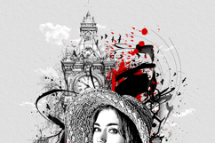 Trash Polka Style Woman and Clock Tower Graphic Art Design Product Image 9