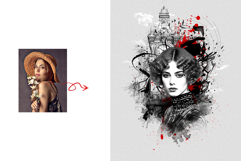 Trash Polka Style Woman and Clock Tower Graphic Art Design Product Image 3