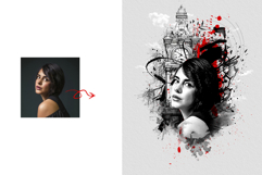 Trash Polka Style Woman and Clock Tower Graphic Art Design Product Image 4