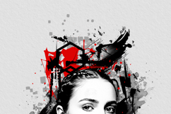 Abstract Black &amp; Red Ink Splash Portrait Art Effect Template Product Image 5