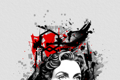 Abstract Black &amp; Red Ink Splash Portrait Art Effect Template Product Image 6