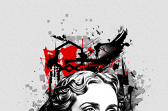 Abstract Black &amp; Red Ink Splash Portrait Art Effect Template Product Image 7