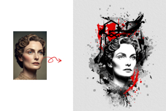 Abstract Black &amp; Red Ink Splash Portrait Art Effect Template Product Image 4