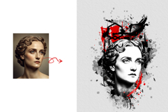 Abstract Black &amp; Red Ink Splash Portrait Art Effect Template Product Image 3